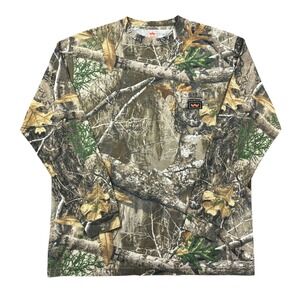 Walls Realtree Camo T Shirt Men Large Long Sleeve Outdoors Hunting Pocket Tee